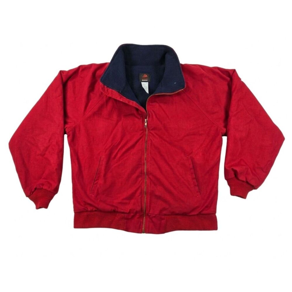 Red Kap Men's Size Medium Red Full Zip Fleece-Lined Workwear Bomber Jacket